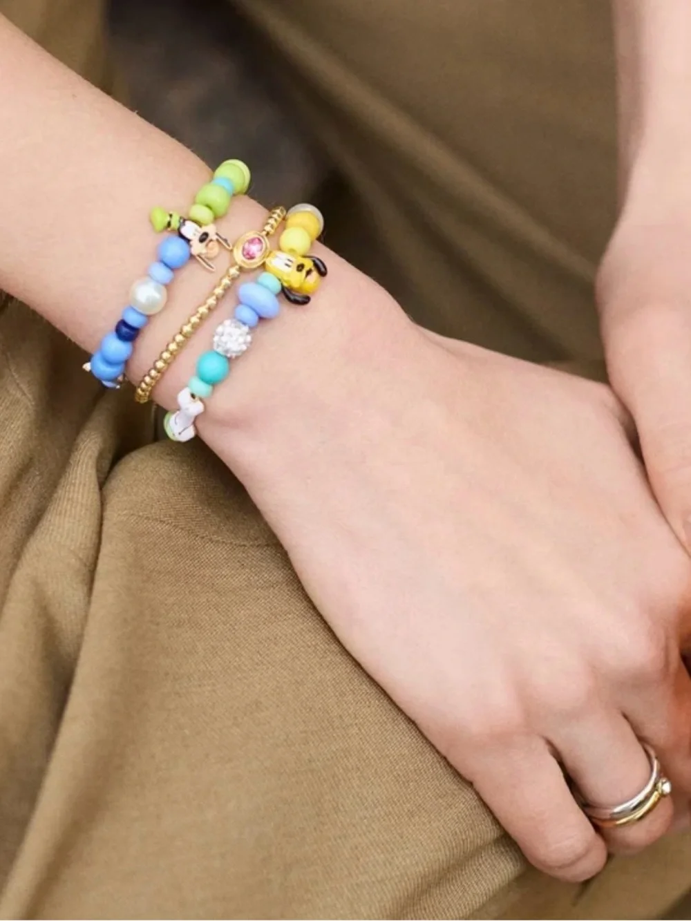 Baublebar NWT Disney Pluto Beaded Multicolored Charm Bracelet